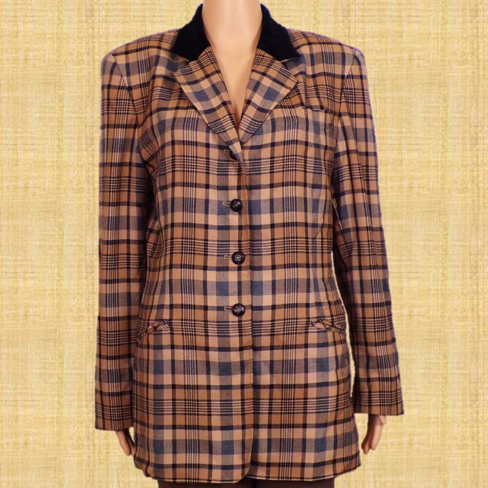 Pendleton Brown and Black Plaid Blazer